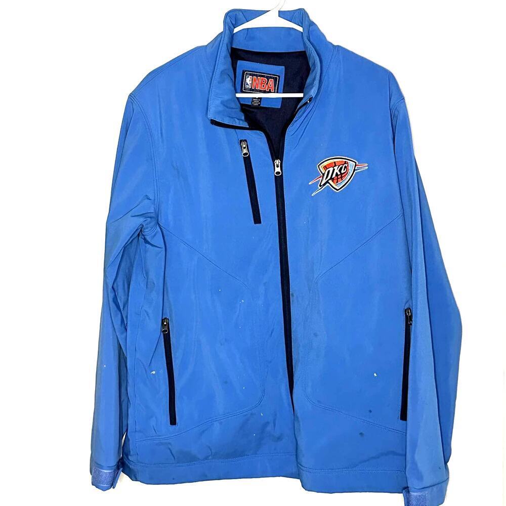 Vintage Oklahoma City Thunder NBA Fleece-Lined Mens Zip Up Jacket Medium PAINT